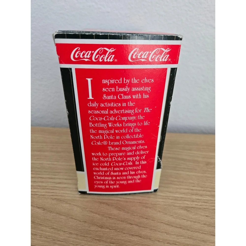 Coca-Cola Bottling Works Collection Polar Bear Elf Soda Can Sled Ornament Boxed